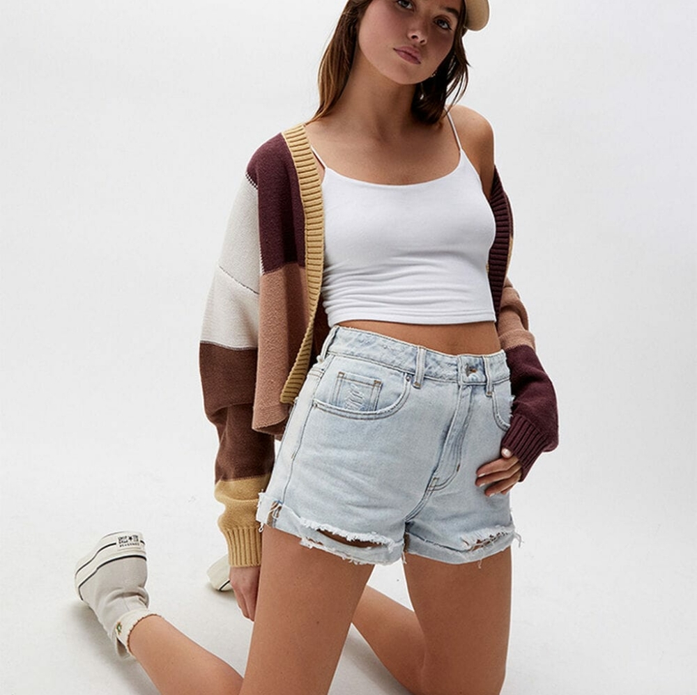 Light Blue Denim Women Shorts